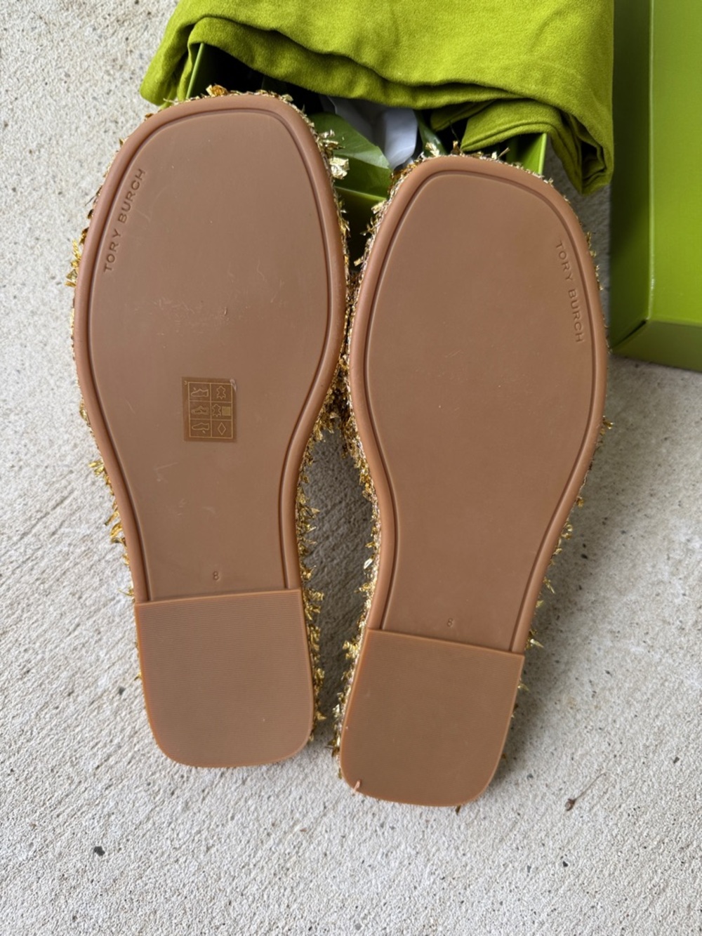 NIB Tory Burch Double T Sport Slides Tinsel Gold Size 8 (NEW!) - Picture 7 of 7